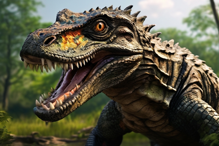 One of Large Herbivorous Reptile is opening his mouth (1)