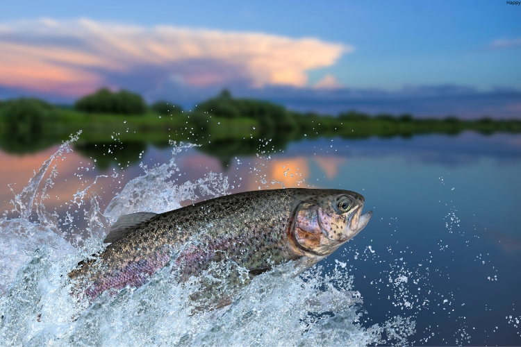fish is swimming in lake